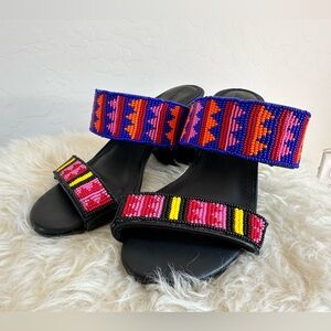 FARM Rio Beaded Block Heel Sandal. Size: 5. Excellent condition